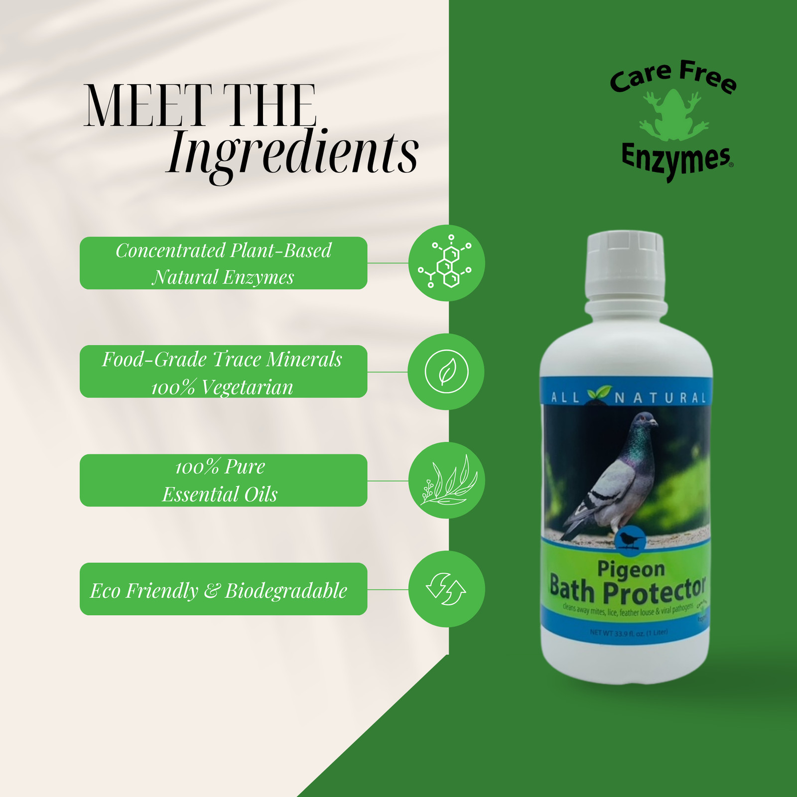 Pigeon Bath Protector & Feather Conditioner | For Show & Racing Pigeons | 16 oz