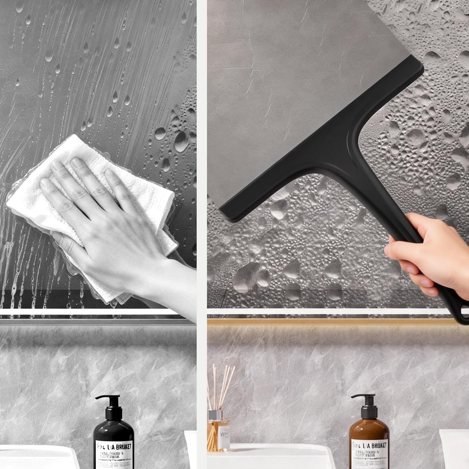 Silicone Shower Squeegee for Bathroom Glass Doors with Hanging Hole for Easy