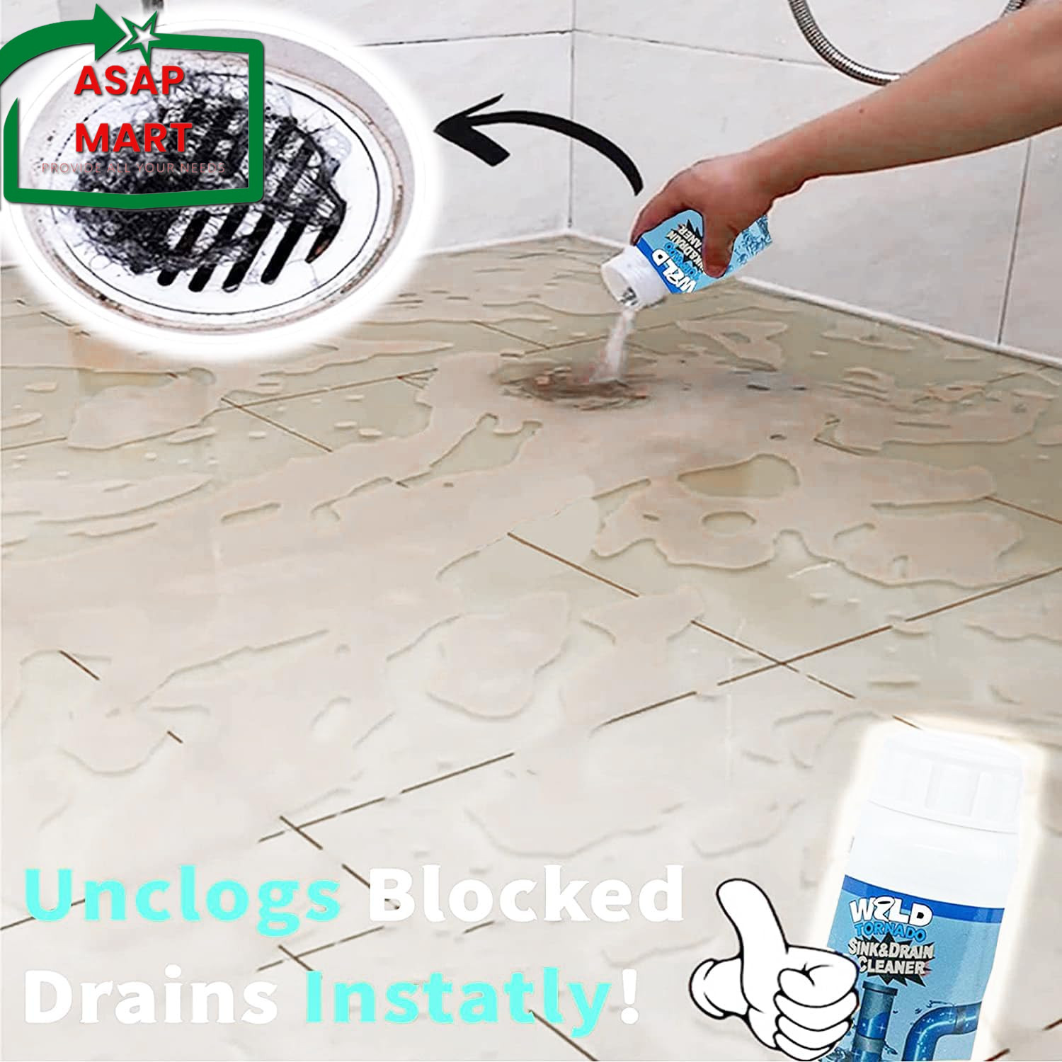 Wild Tornado Pipe Dredge, Powerful Sink and Drain Cleaner Powder, Fast Foaming D