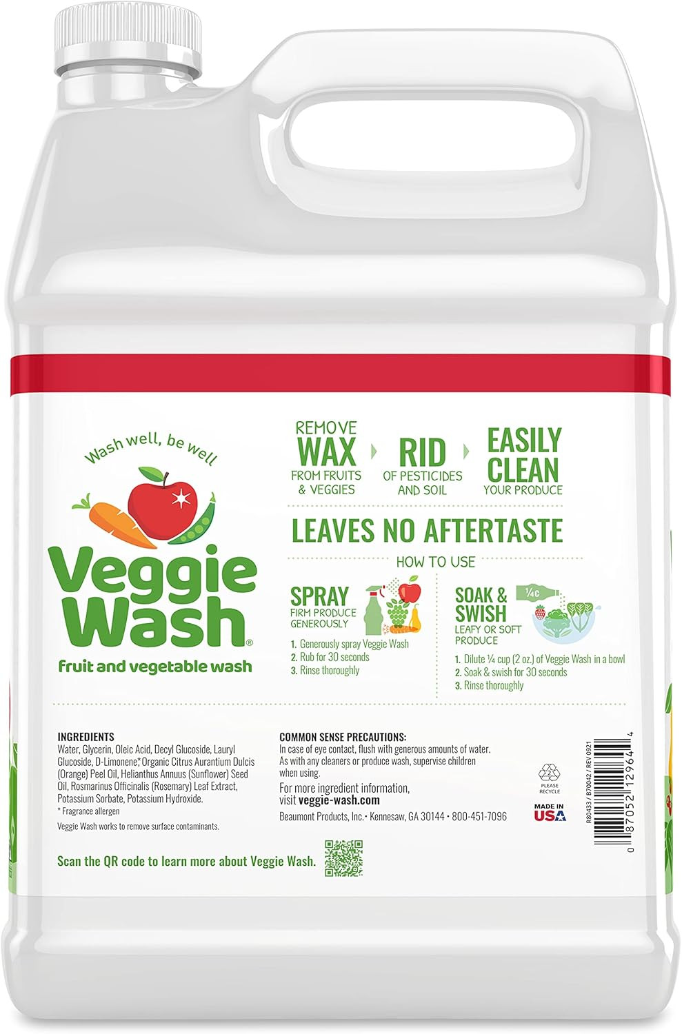 Fruit and Vegetable Wash, Ideal for Cleaning Produce, 1 Gallon