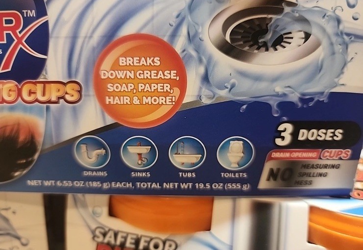Lot of 3 Packages: PlumbRx Drain Opener Powder Cups + Hair Snake, 9 Total Cups
