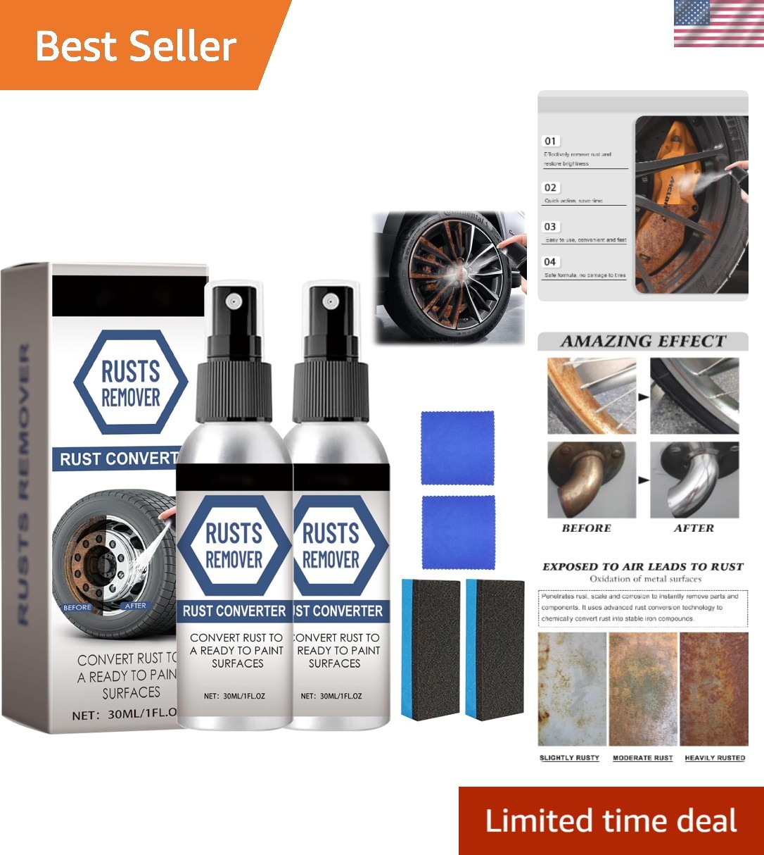 2PCS Nexa Rust Remover for Metal – Effortless Spray-On Solution for Corrosion