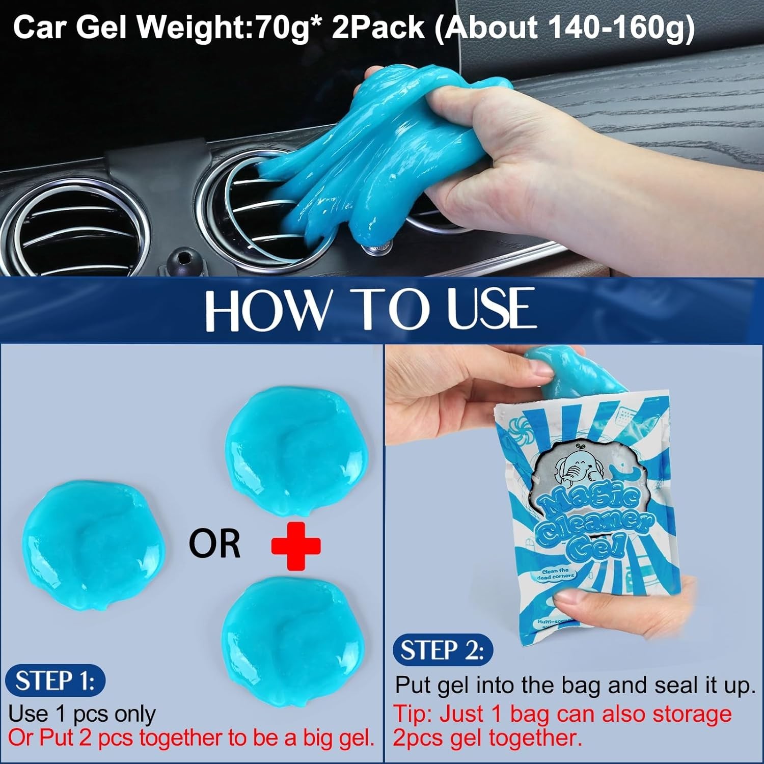 Car Interior Duster Detail Brush Cleaning Gel Kit, Soft Dash Vent Dusting Slime