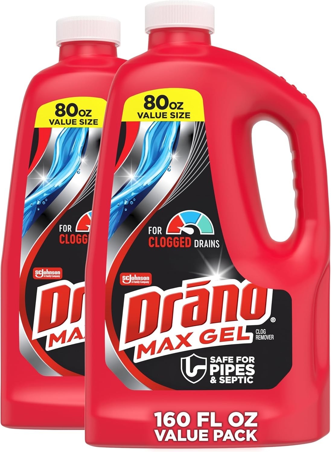 Drano Max Gel Drain Clog Remover, 160 Ounces, 2 Count