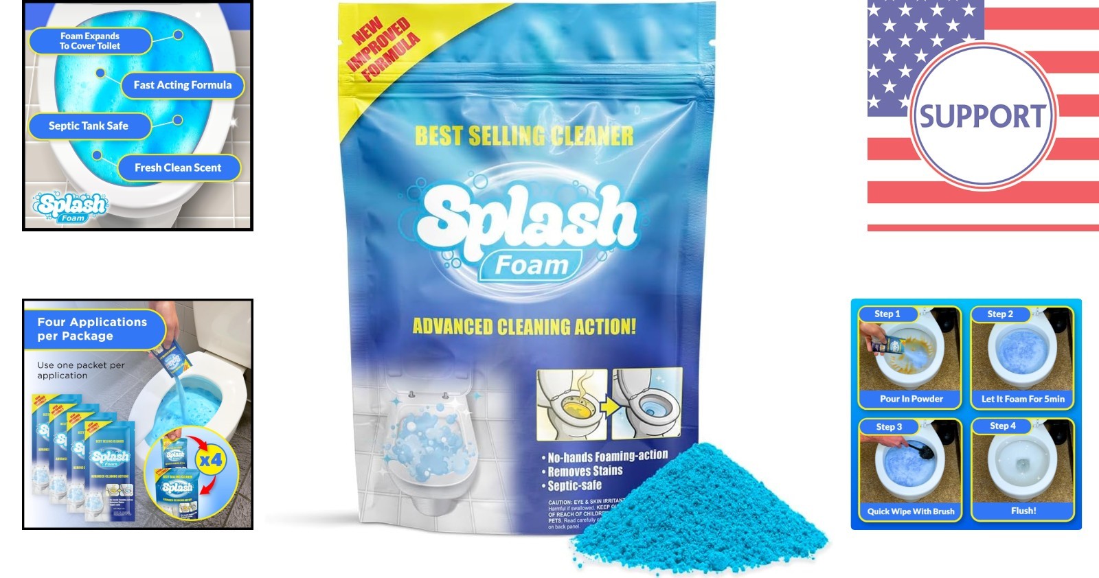 Self-Activating Toilet Bowl Cleaner Powder – Fresh Foam Action, 14 oz