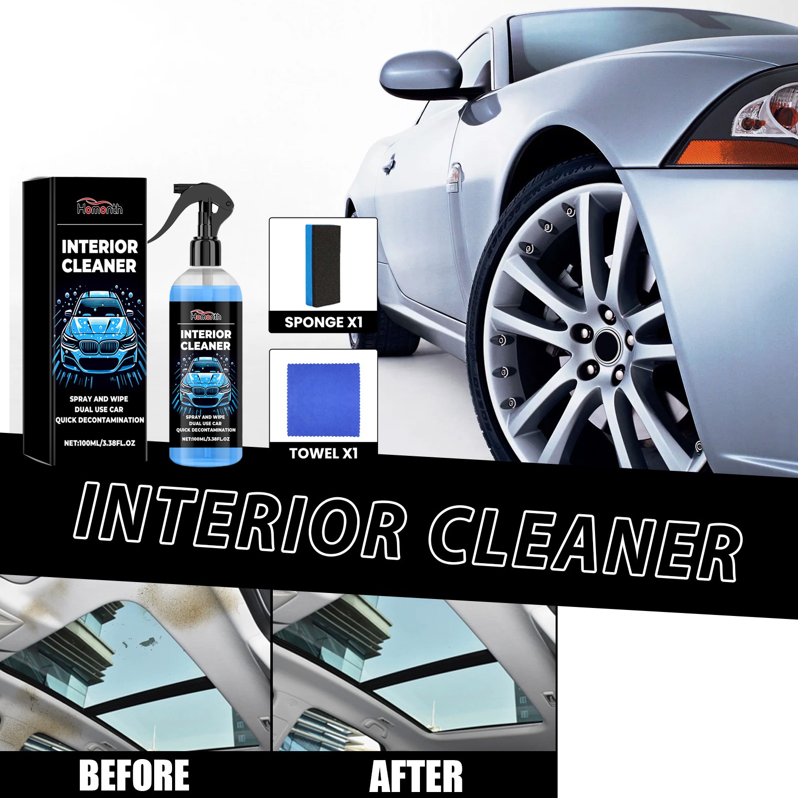 Car Headliner Cleaner Auto Upholstery Fabric Ceiling Stain Remover Spray