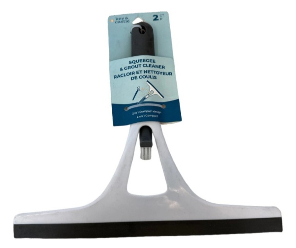 Key & Castle 2 In 1 Squeegee Built in Grout Brush for Window Shower Or Car