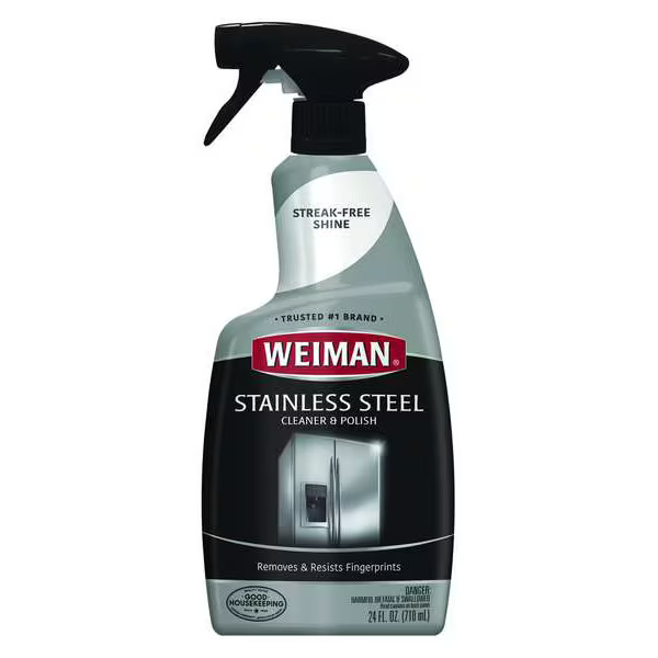Weiman Stainless Steel Cleaner and Polish, Trigger Spray Bottle, 22 oz, Ready to