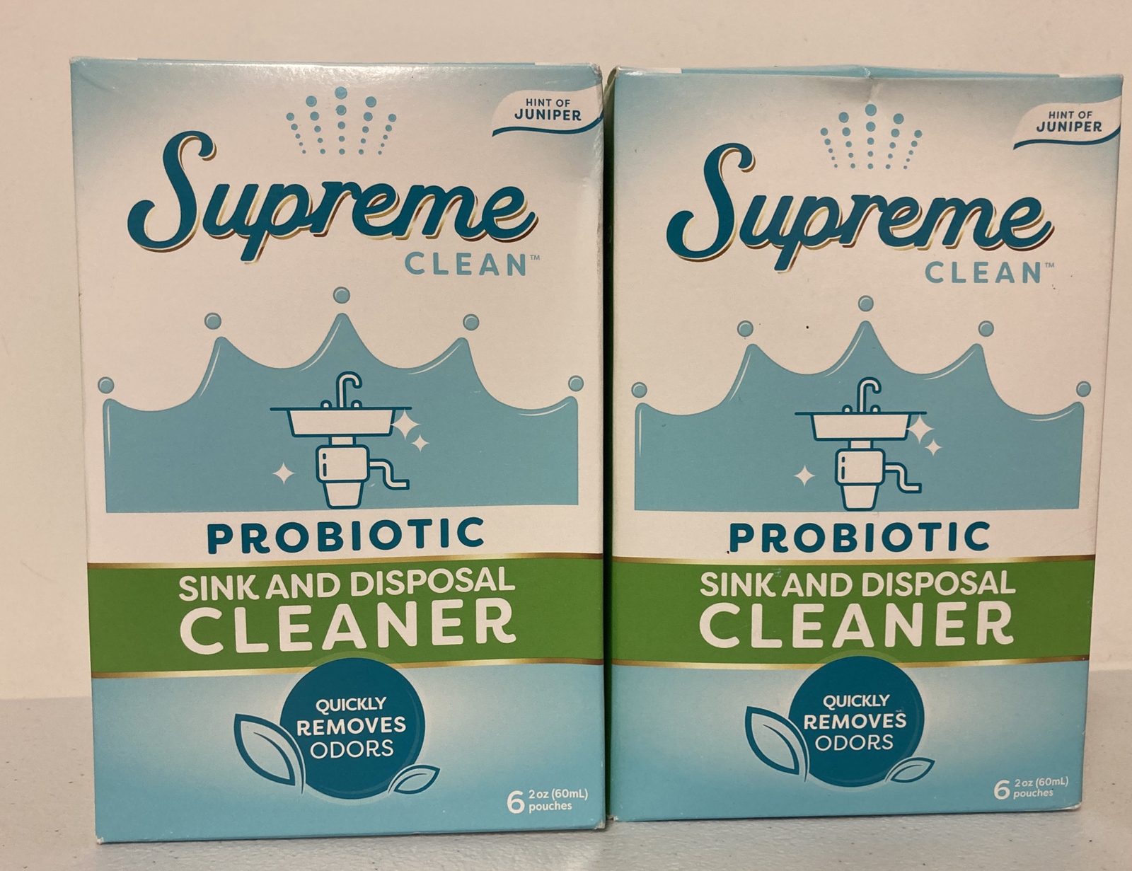 2X NEW Supreme Clean Probiotic SINK & DISPOSAL Cleaner 6 Count JUNIPER 12 Total