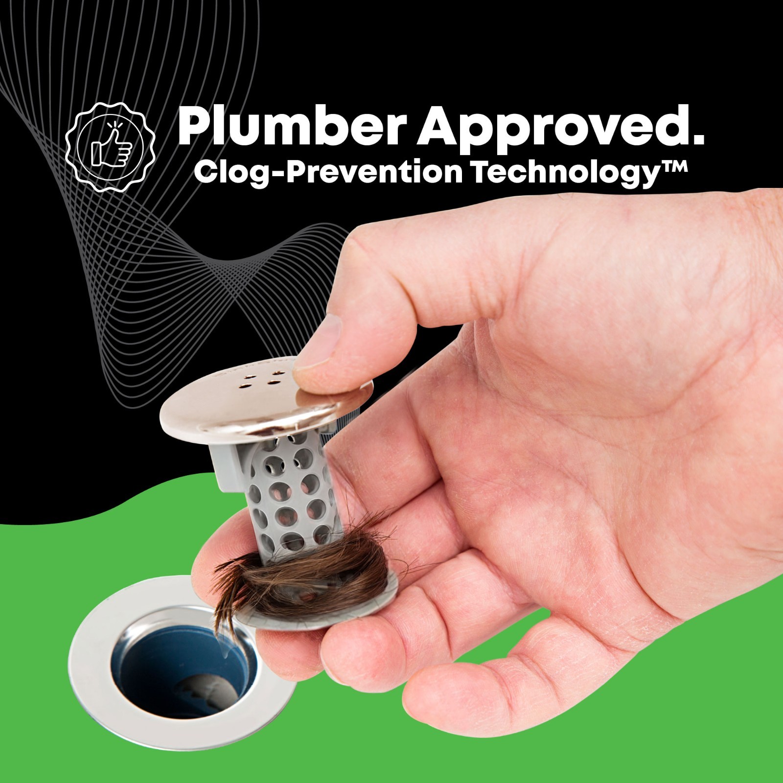 SinkShroom Nickel Award-Winning Drain Protector Hair Catcher Snare by TubShroom