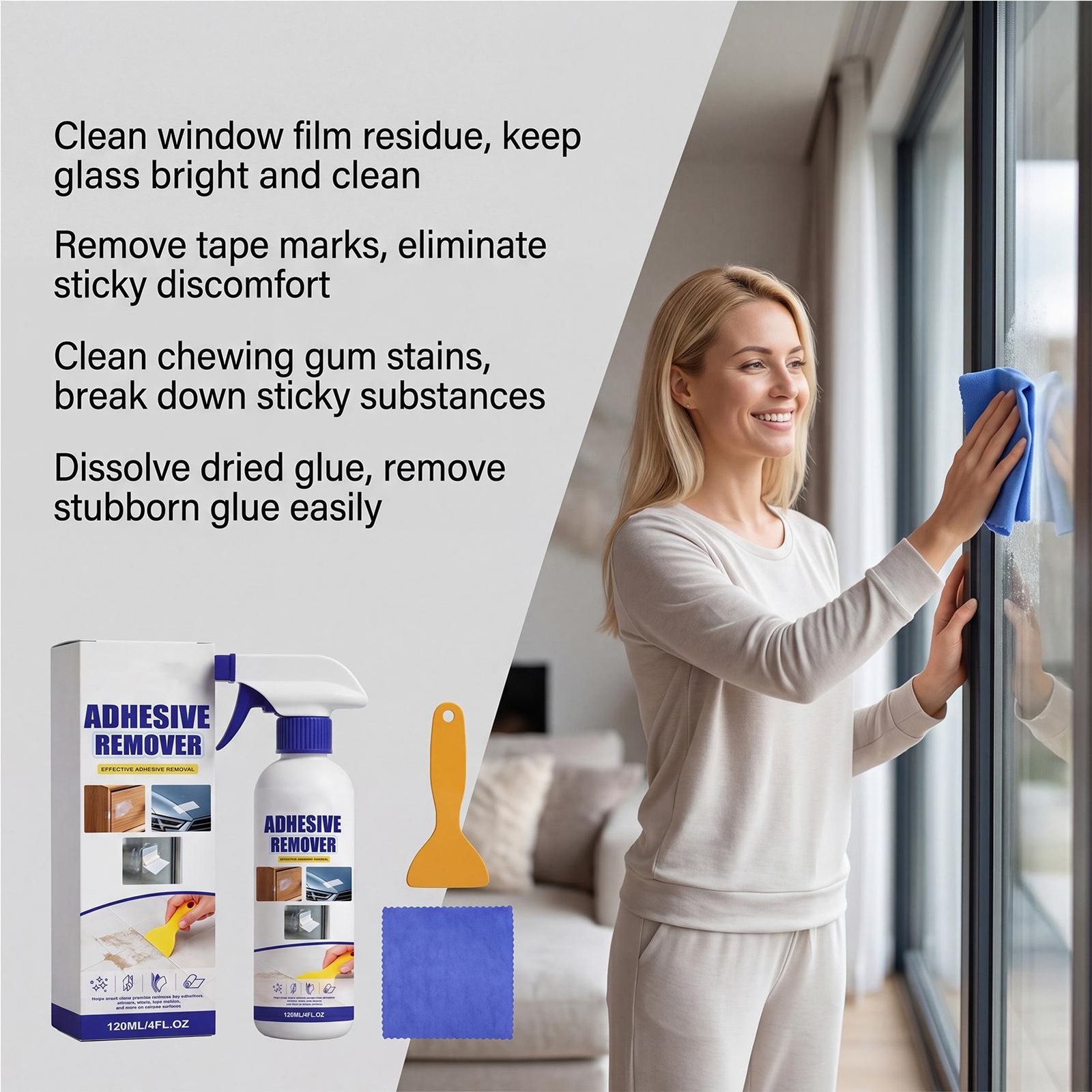 Adhesive Remover 120ml with Scraper Towel Fast-Acting Portable Car Sticker