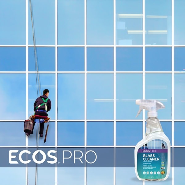 Ecos Pro Pl9300/6 Liquid Glass Cleaner, Clear, Vinegar, Trigger Spray Bottle, 6