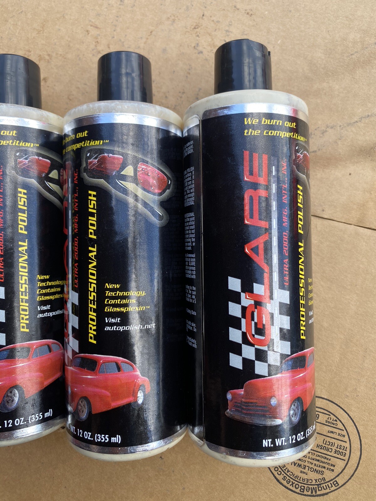 GLARE Ultra 2000 PROFESSIONAL AUTO CAR PAINT POLISH WAX 12OZ 4 BOTTLE LOT NEW!