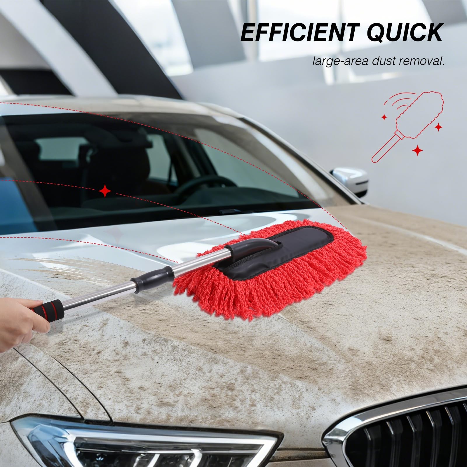 3 Pack Large Red Microfiber Car Duster Exterior Scratch with Extendable, Car …