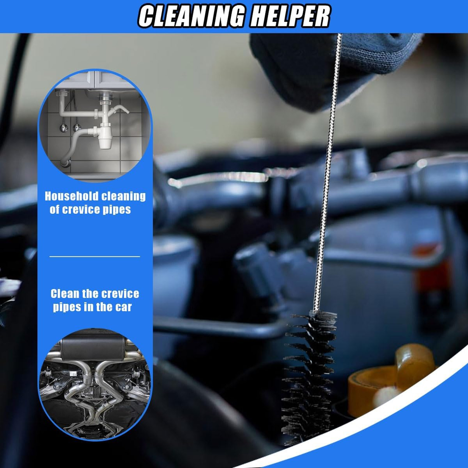 78 Inch Flexible Drain Cleaning Brush Nylon Stainless Steel Long Hose Pipe