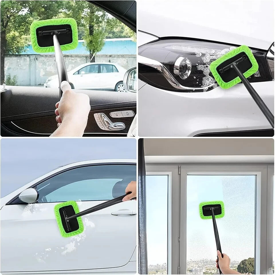 2 Pack Window, Windshield, Mirror, Screen Cleaning Tool Microfiber Glass Brush