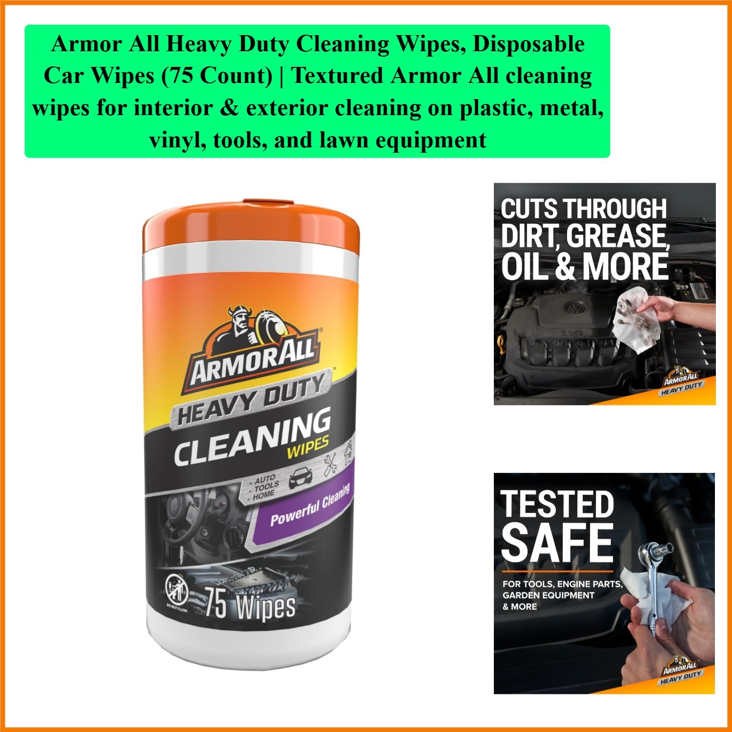 Heavy Duty Cleaning Wipes, Disposable Car Wipes 75 Count | Textured cleaning …