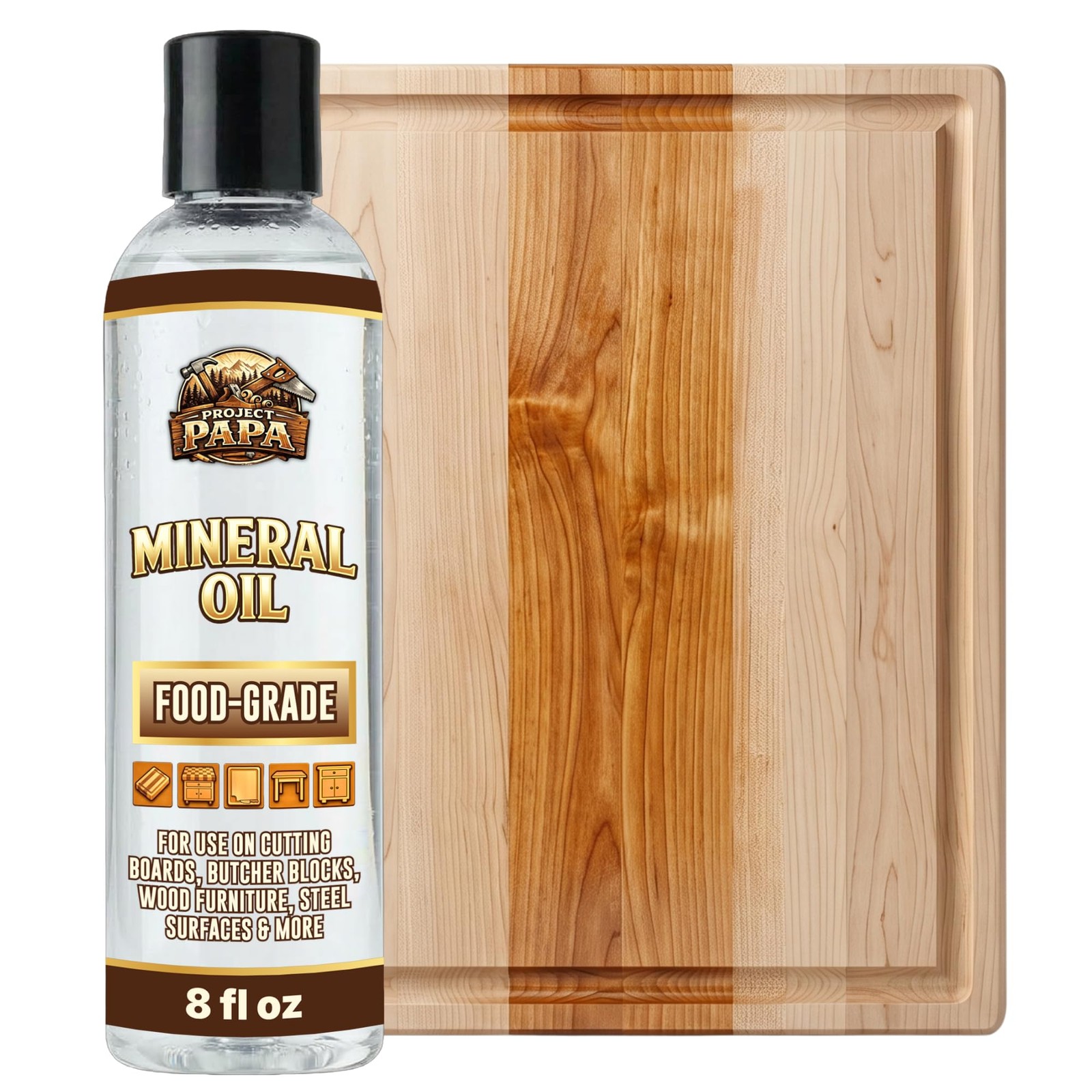 Food Grade Mineral Oil for Cutting Boards & Butcher Block – USP 100% Pure & O…