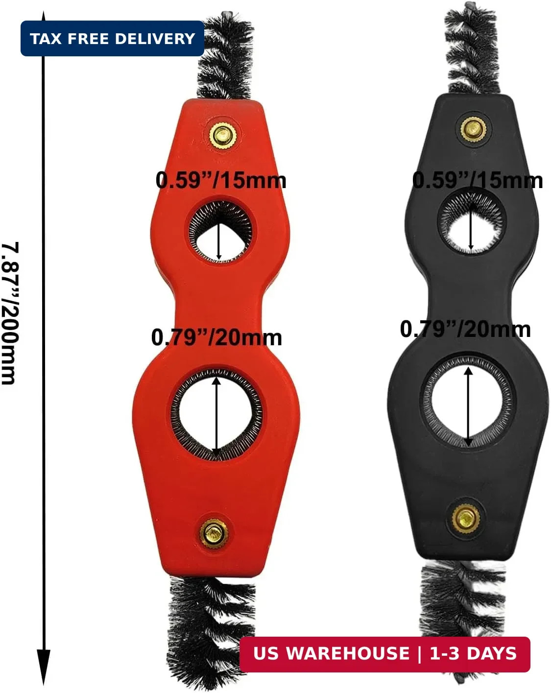 2 Pcs 4-in-1 Copper Pipe Cleaner, 1/2″ & 3/4″ Inner Copper Wire Brush and 5/8″ &