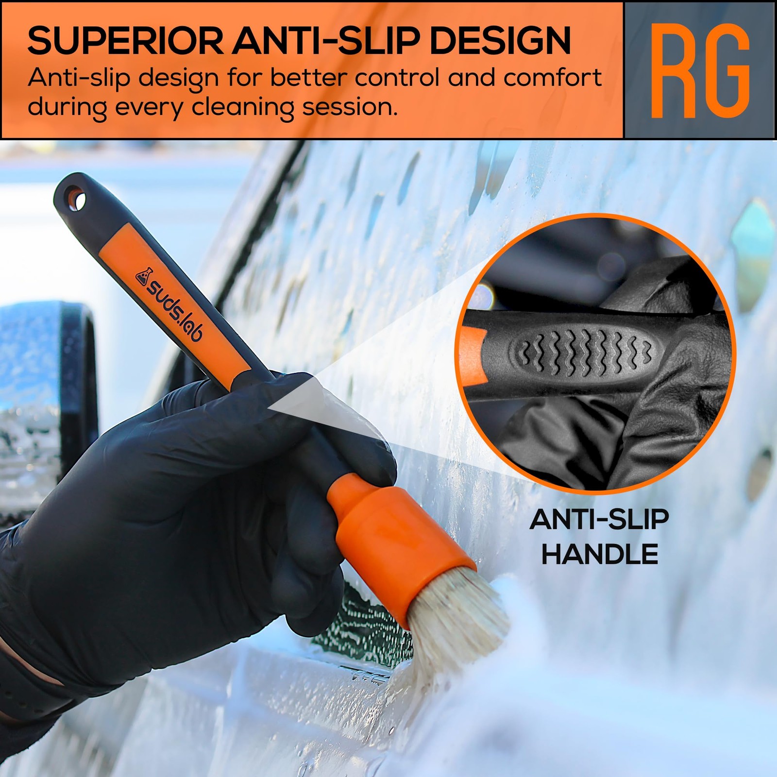 Suds Lab Detailing Brush with Rubberized Bristles, Car Detailing Wheel Brush …