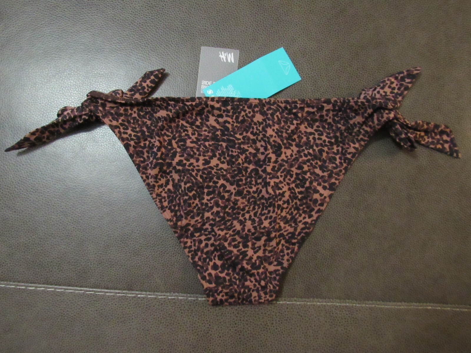 H & M SWIMWEAR BRIEFS ANIMAL PRINT BOW TIES SIZE 12 NWT POLYAMIDE ELASTANE