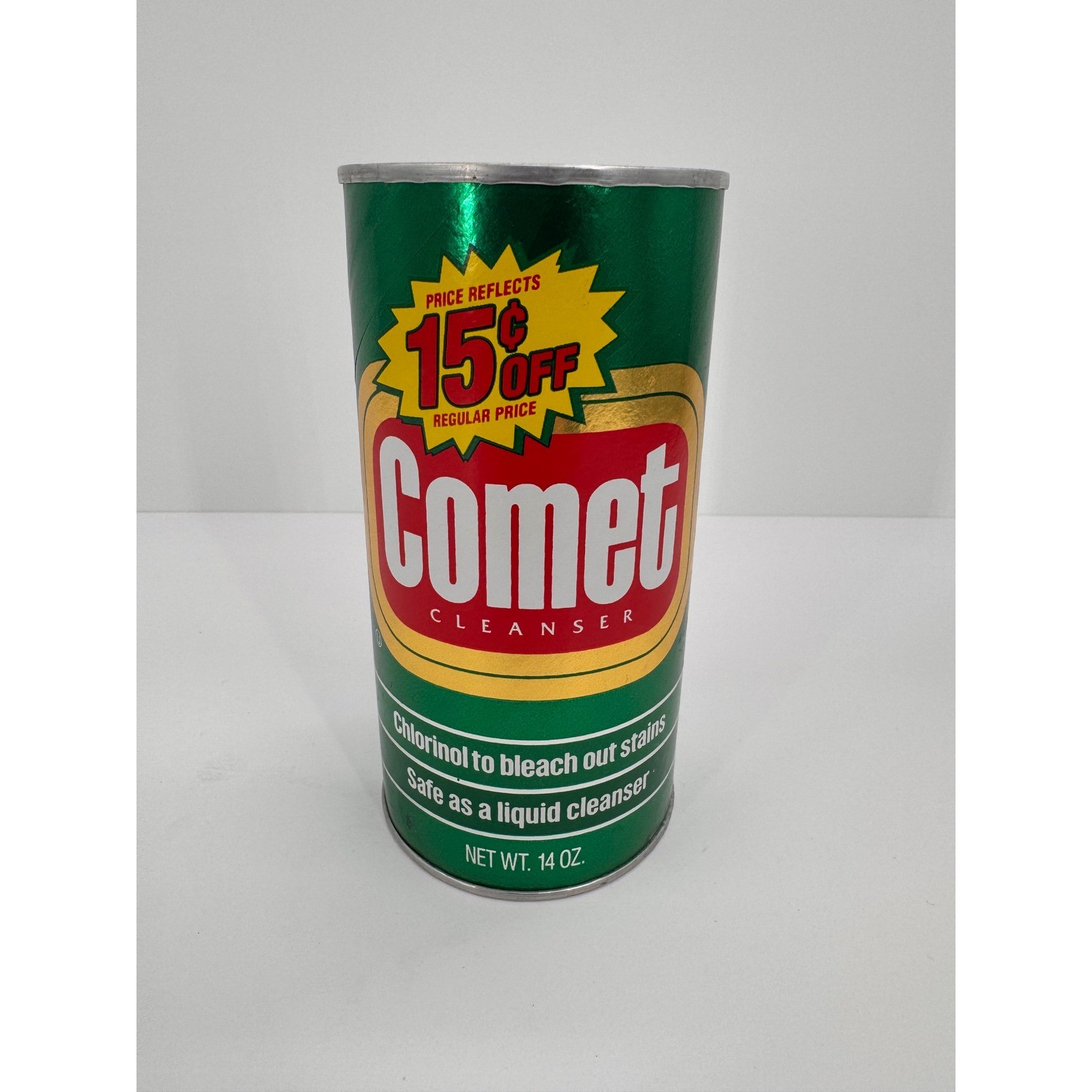 Vintage SEALED 1989 Comet Cleanser 14oz Canister Prop Kitchen Decor Green Can
