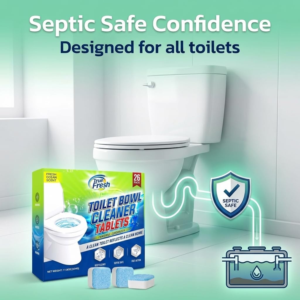 Septic Safe Toilet Cleaner Tablets Ocean Scent Toilet Bowl Cleaner 26 Pack