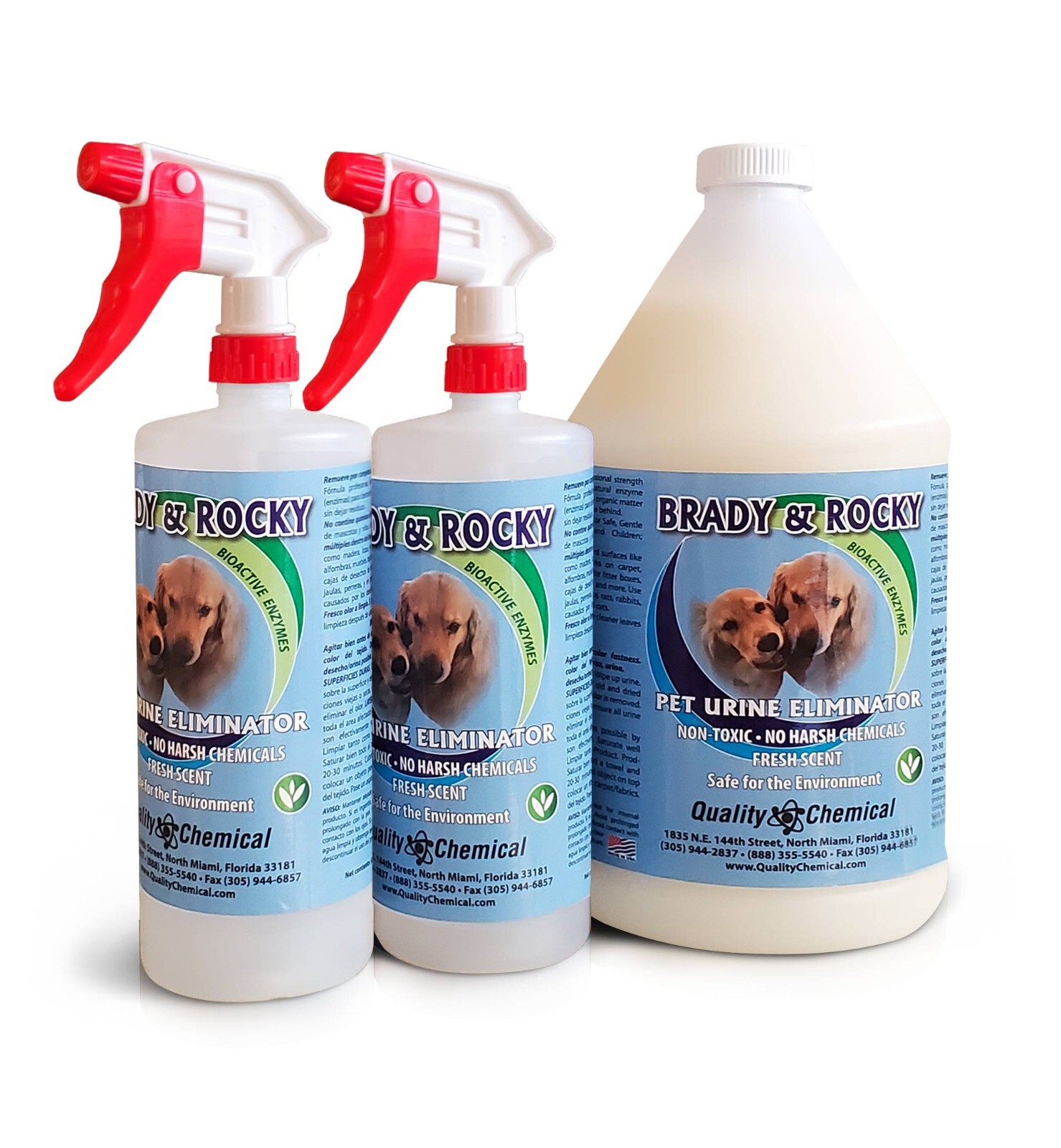 Brady and Rocky’s Pet Urine Eliminator / Odor and Stain Remover / 1 Gallon Combo