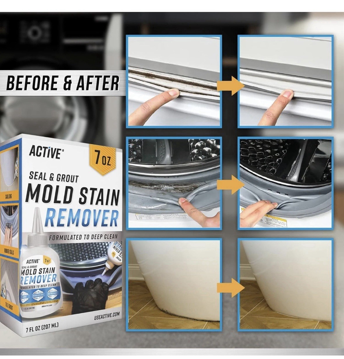 7oz Mold Stain Remover Gel – Heavy Duty Cleaner for Washer Seal, Grout & Shower