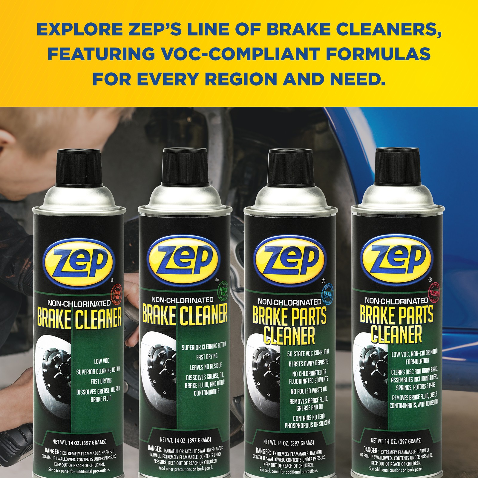 Zep Non-Chlorinated Brake Cleaner – 14 oz (Case of 12) – 1047996 – Cleans Disc