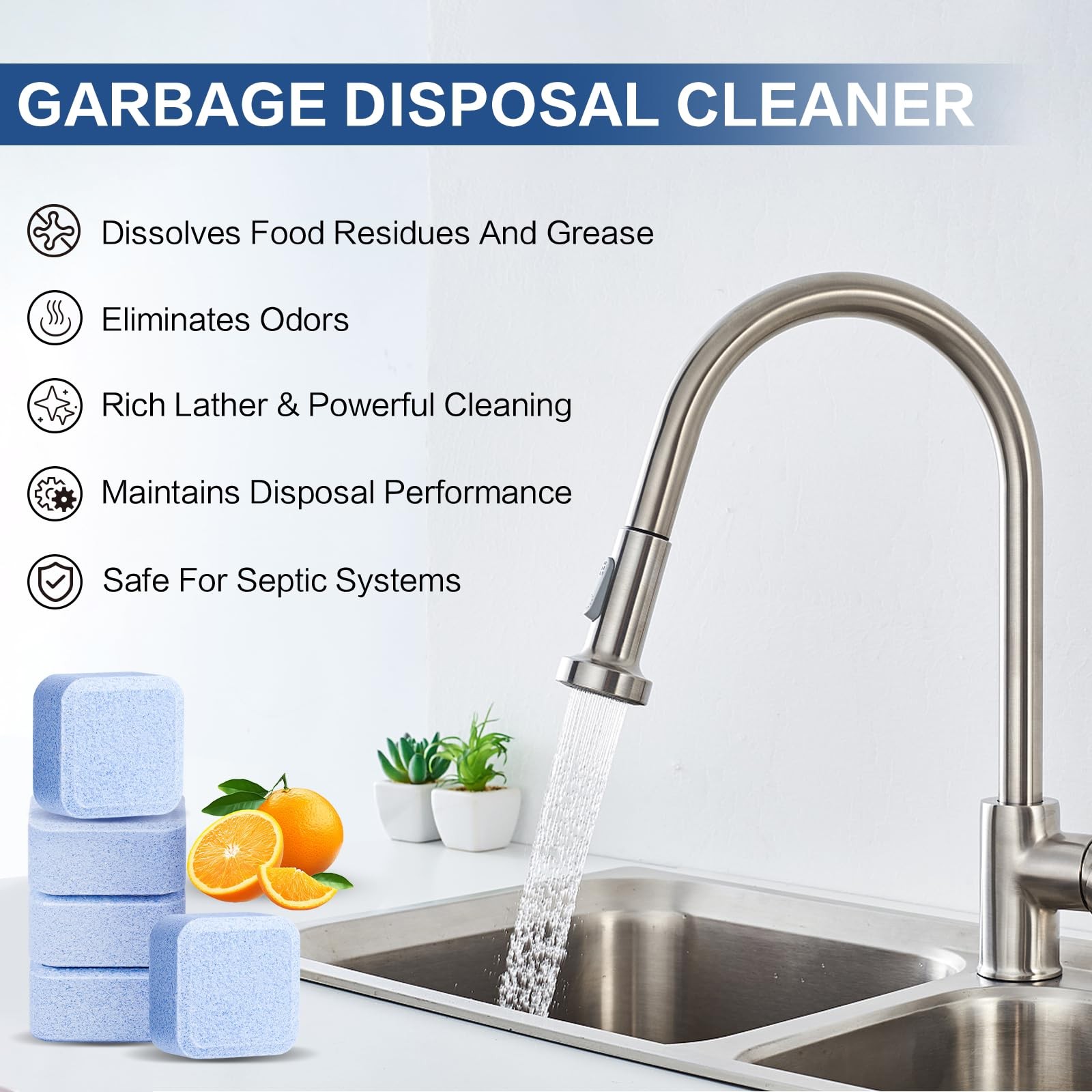 30 PCS Garbage Disposal Cleaner Tablets Deodorizer Foaming Sink Wash Supplies