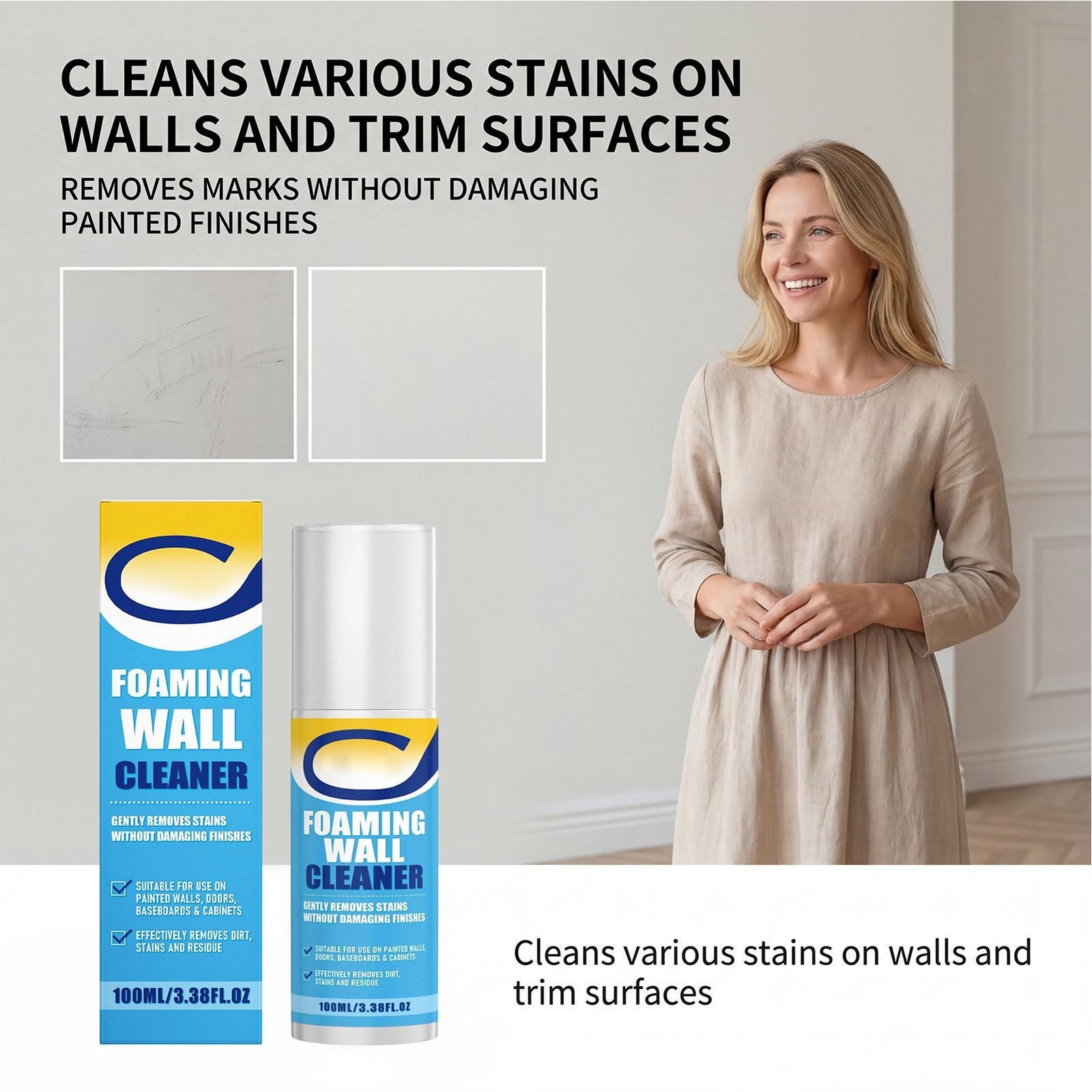 Foaming Wall Cleaner 100ml Stain Foam Spray Heavy Duty Kitchen Degreaser