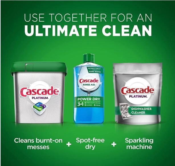 Cascade Rinse Aid Platinum Dishwasher Rinse Agent, Regular Scent 30.5 Fl Oz -2pk