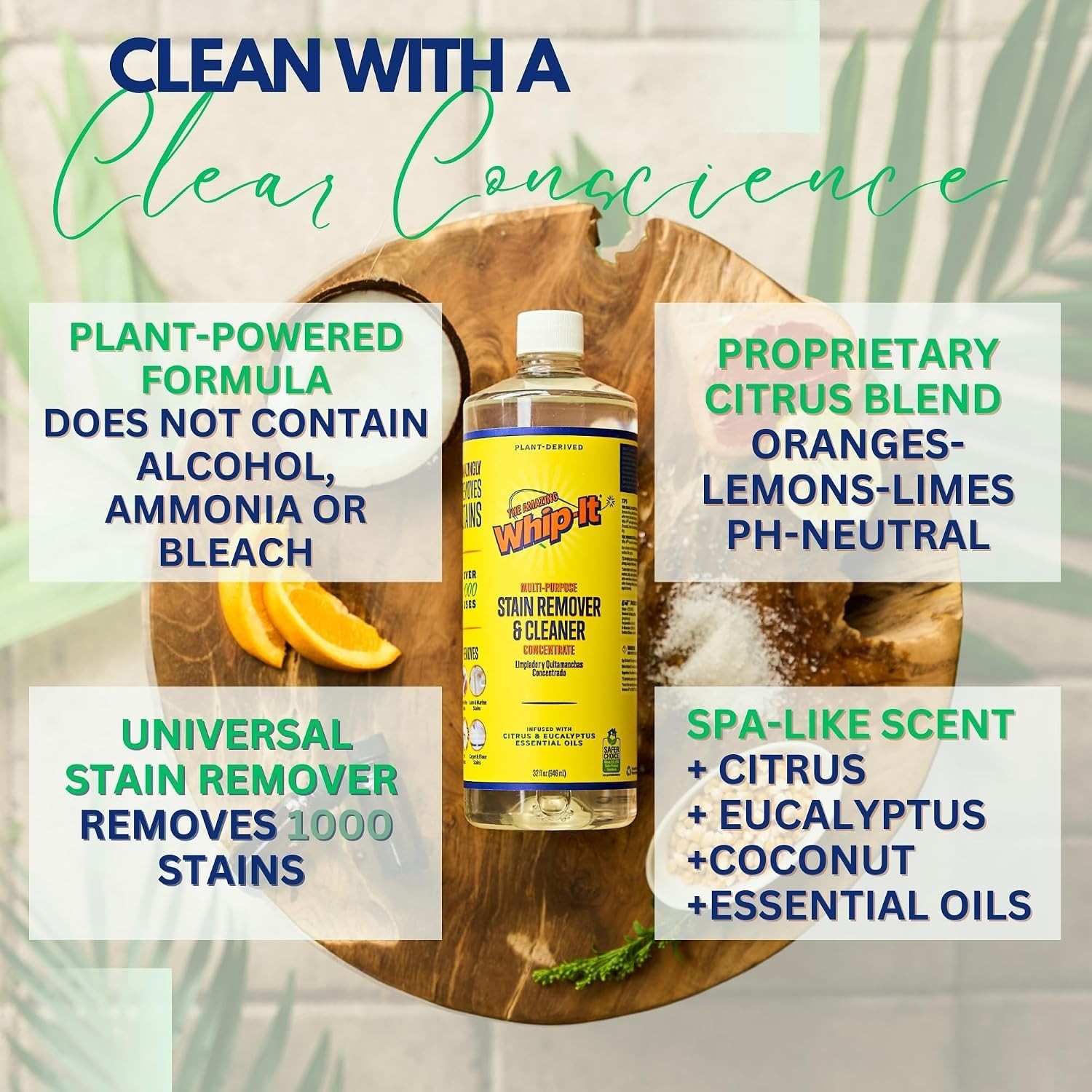 Whip It Cleaner, Multi Purpose Stain Remover CONCENTRATE, Makes 32 Bottles, P…