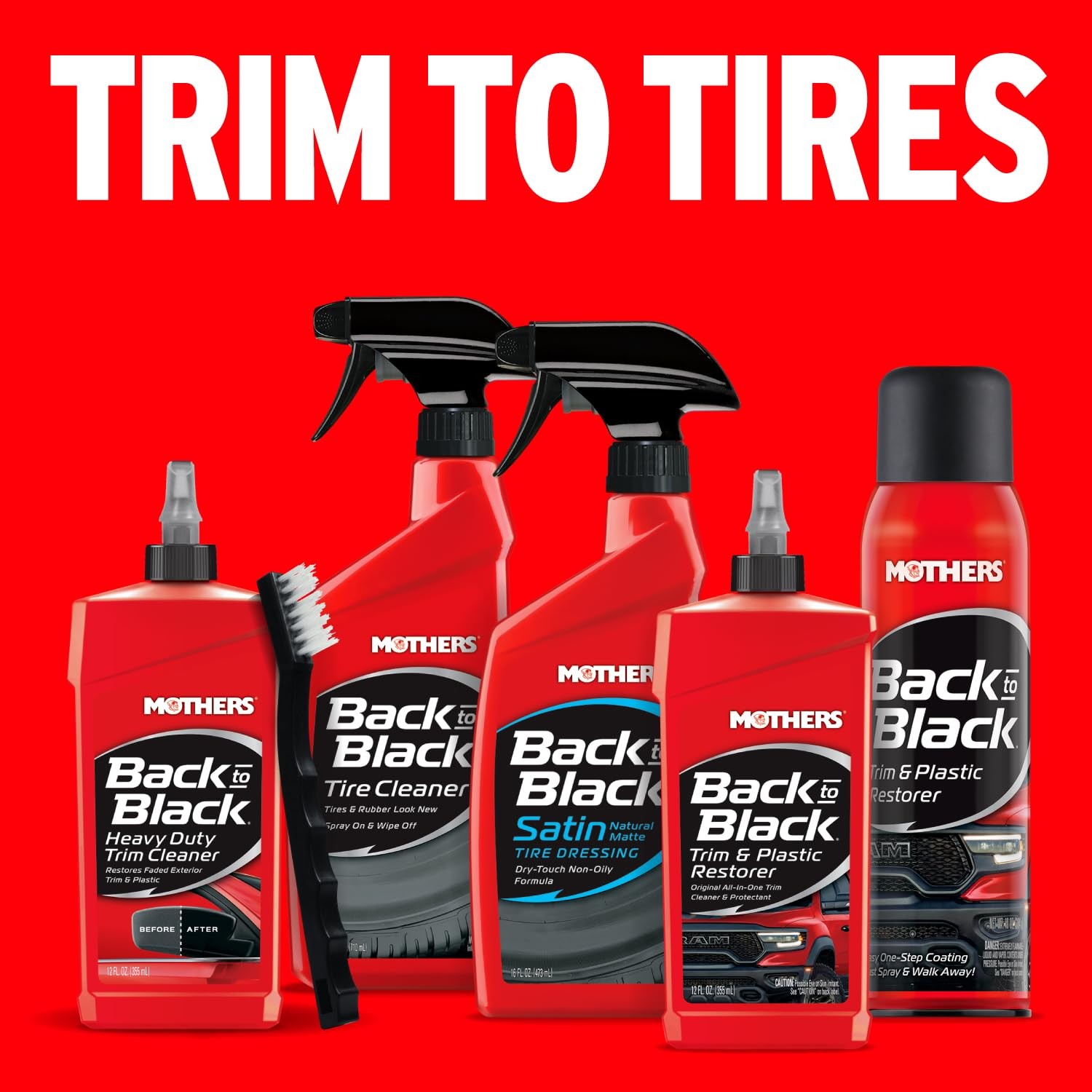 Mothers Back to Black Heavy Duty Trim Cleaner Kit Deep Cleaning Gel 12 Fl Oz