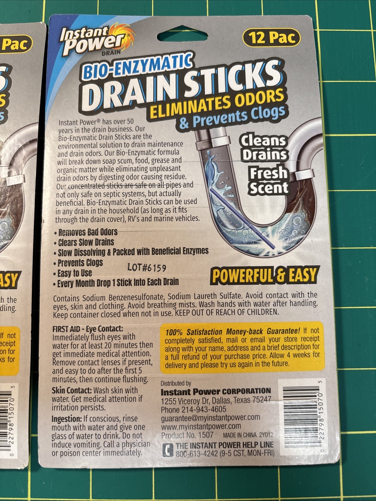 Instant Power Stick Enzymatic Drain Opener 2 – 12 pk