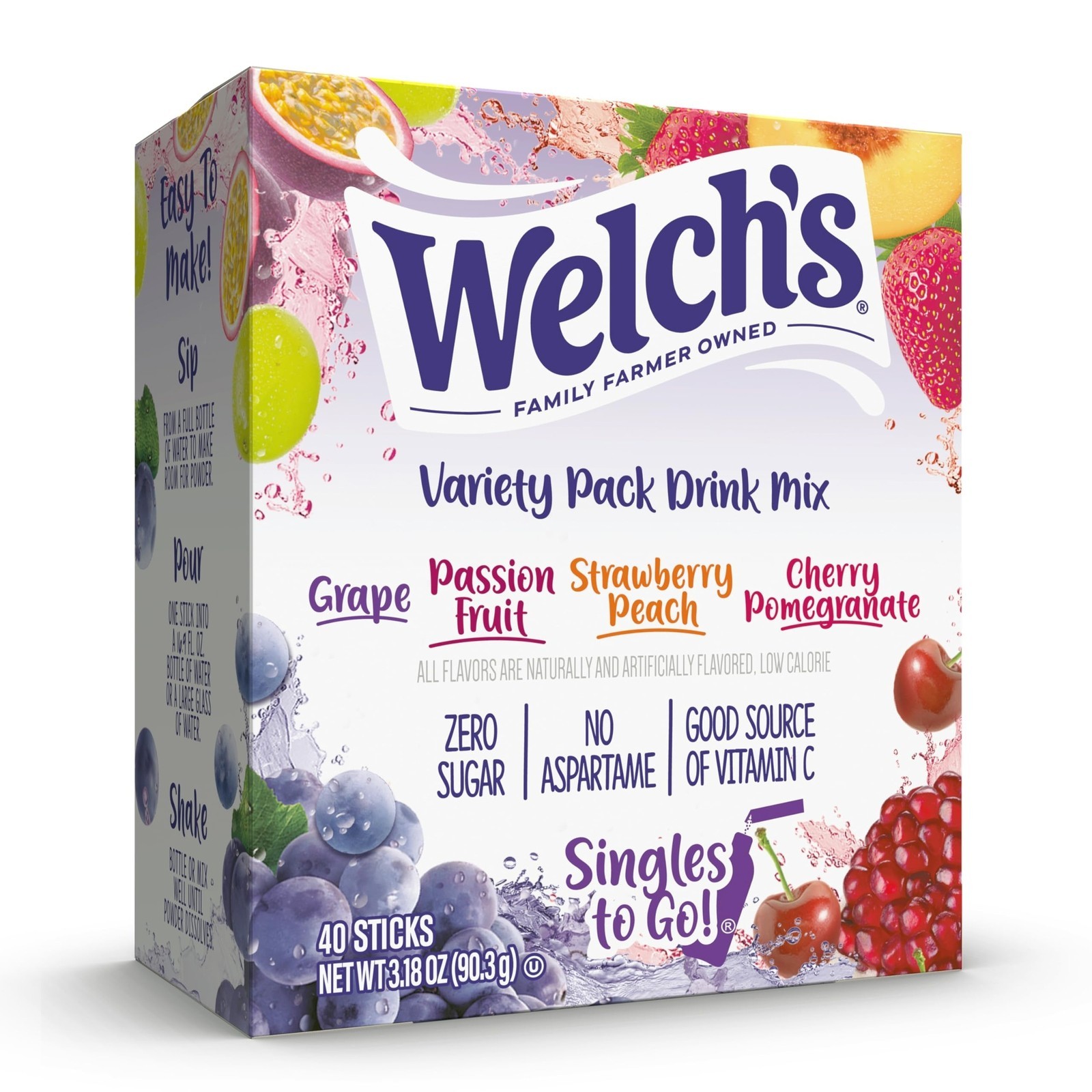 Welch’s Singles To Go Variety Pack Watertok Powdered Drink Mix Includes 4 Fla…