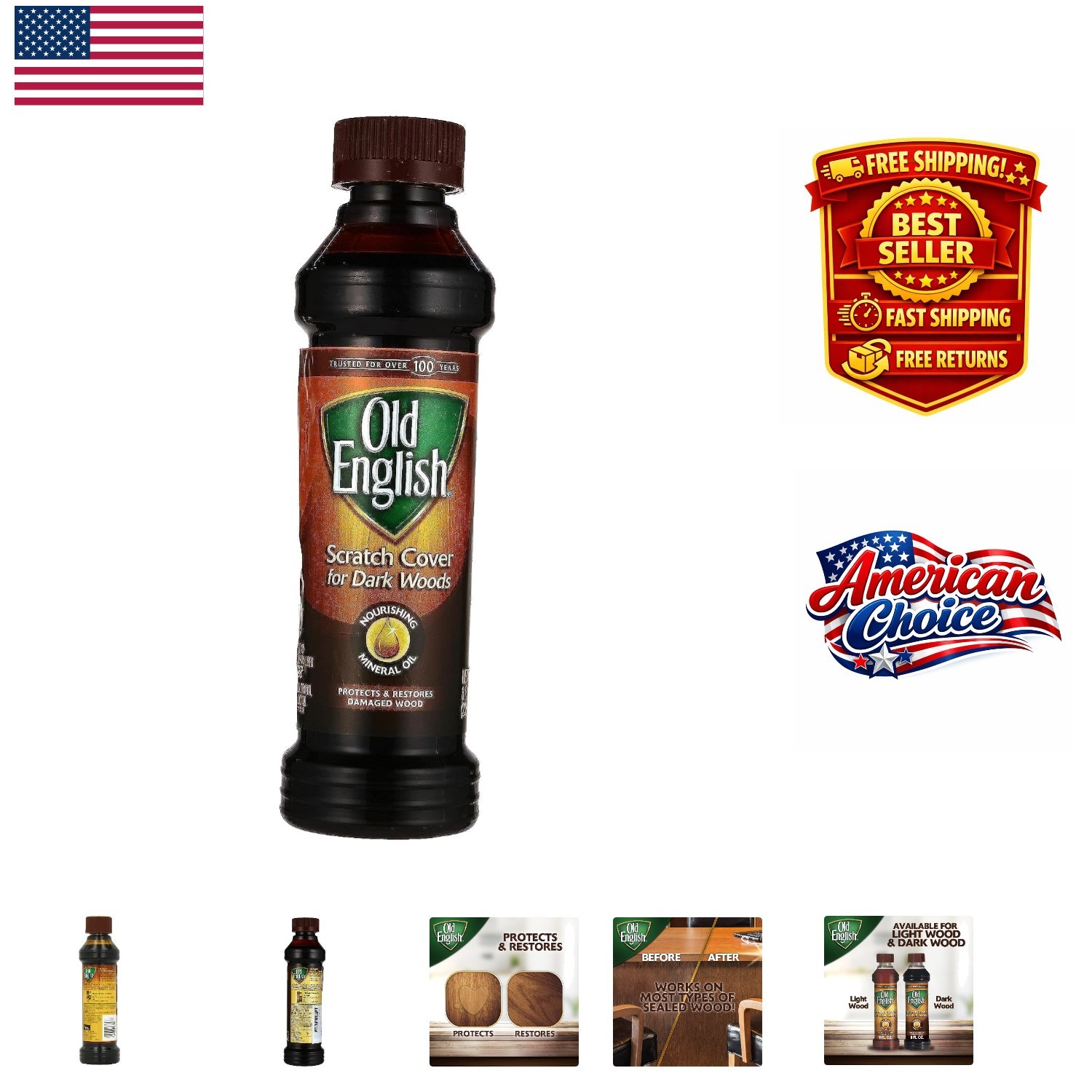 8oz Dark Wood Scratch Cover Liquid Polish – Revive Kitchen Cabinets & Furniture