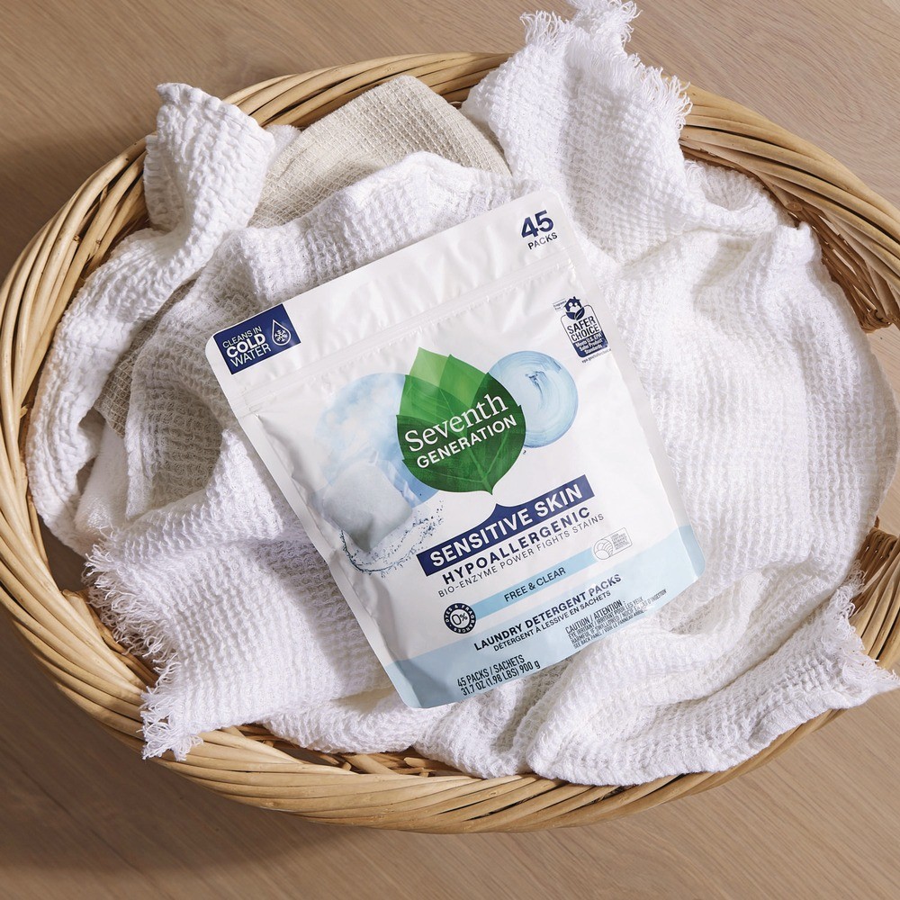 SEV 22977 Powder Natural Laundry Detergent Packs – Unscented (45/PK) New