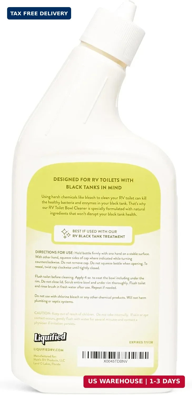 Liquified RV Toilet Bowl Cleaner – Natural RV Toilet Treatment Formula, Septic T