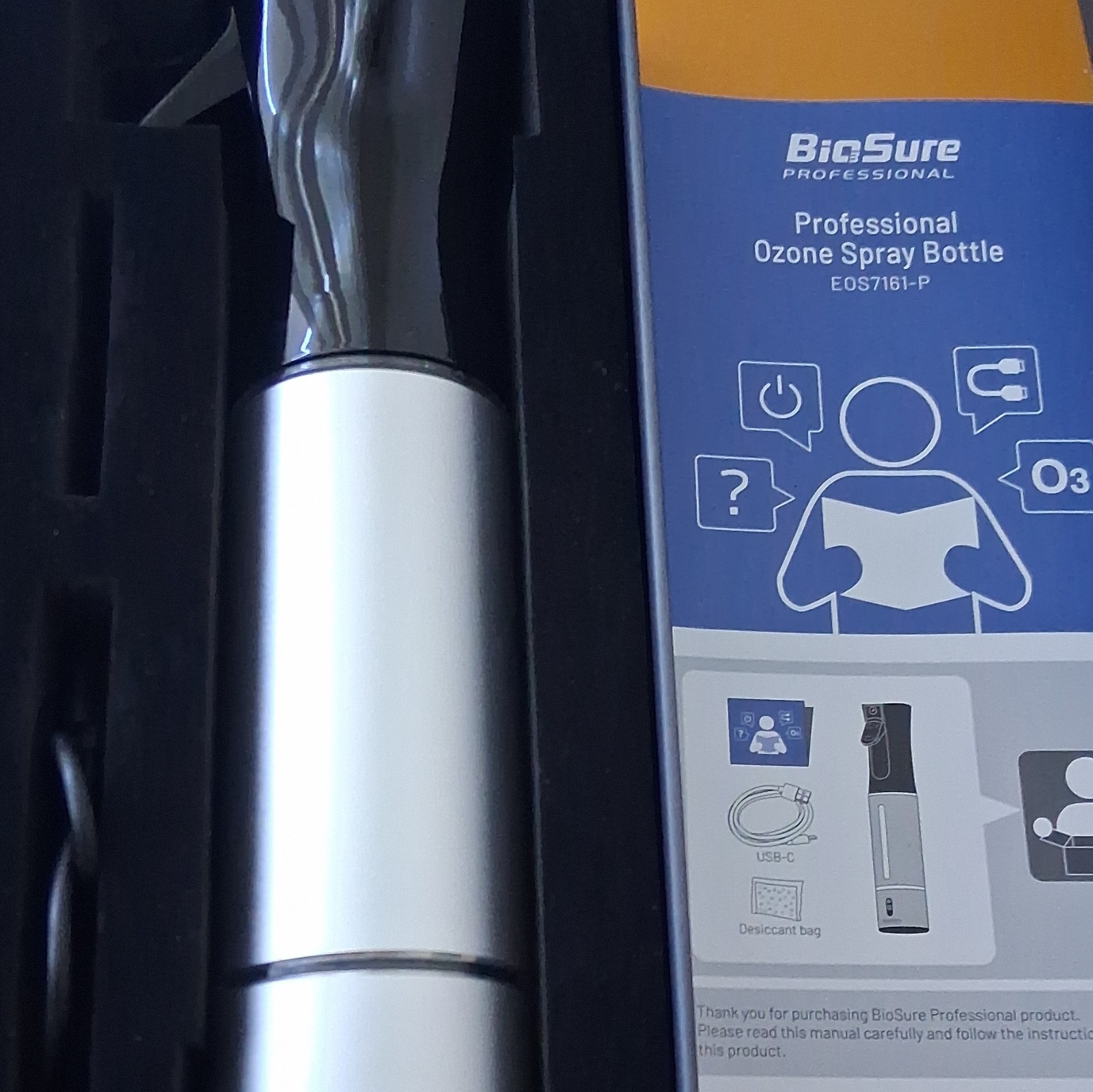 BioSure Professional Ozone Spray Bottle Rechargeable 150 ml Surface EOS7161-P
