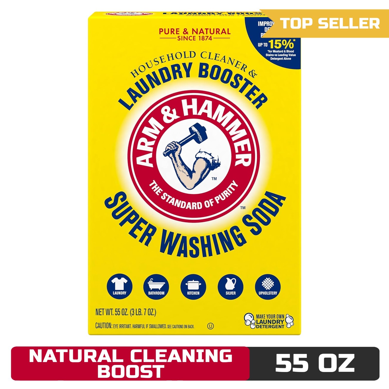 ARM & HAMMER Super Washing Soda – Natural Cleaner, 55oz