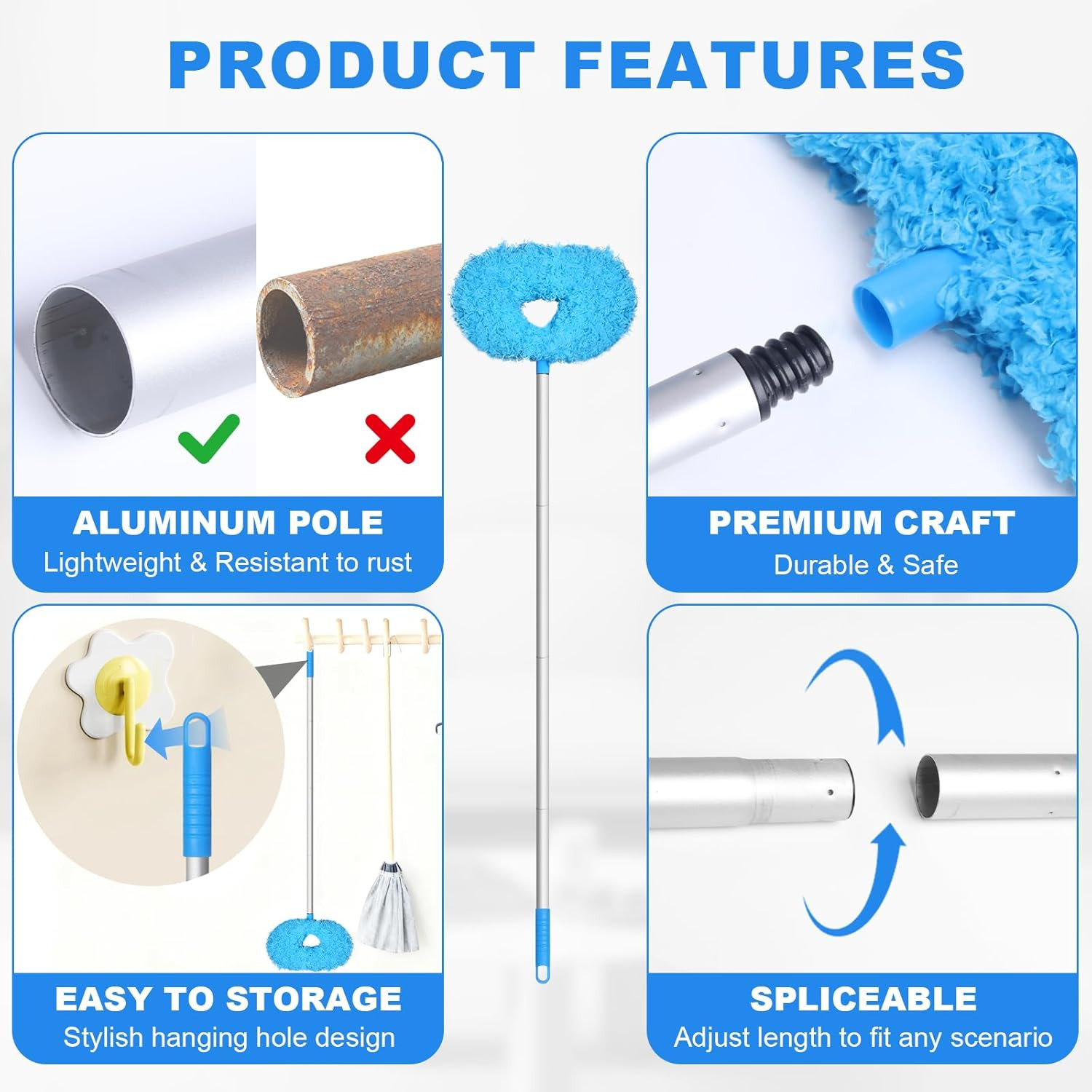 Ceiling Fan Duster Triangular Notch Microfiber Telescoping Pole Cleaner