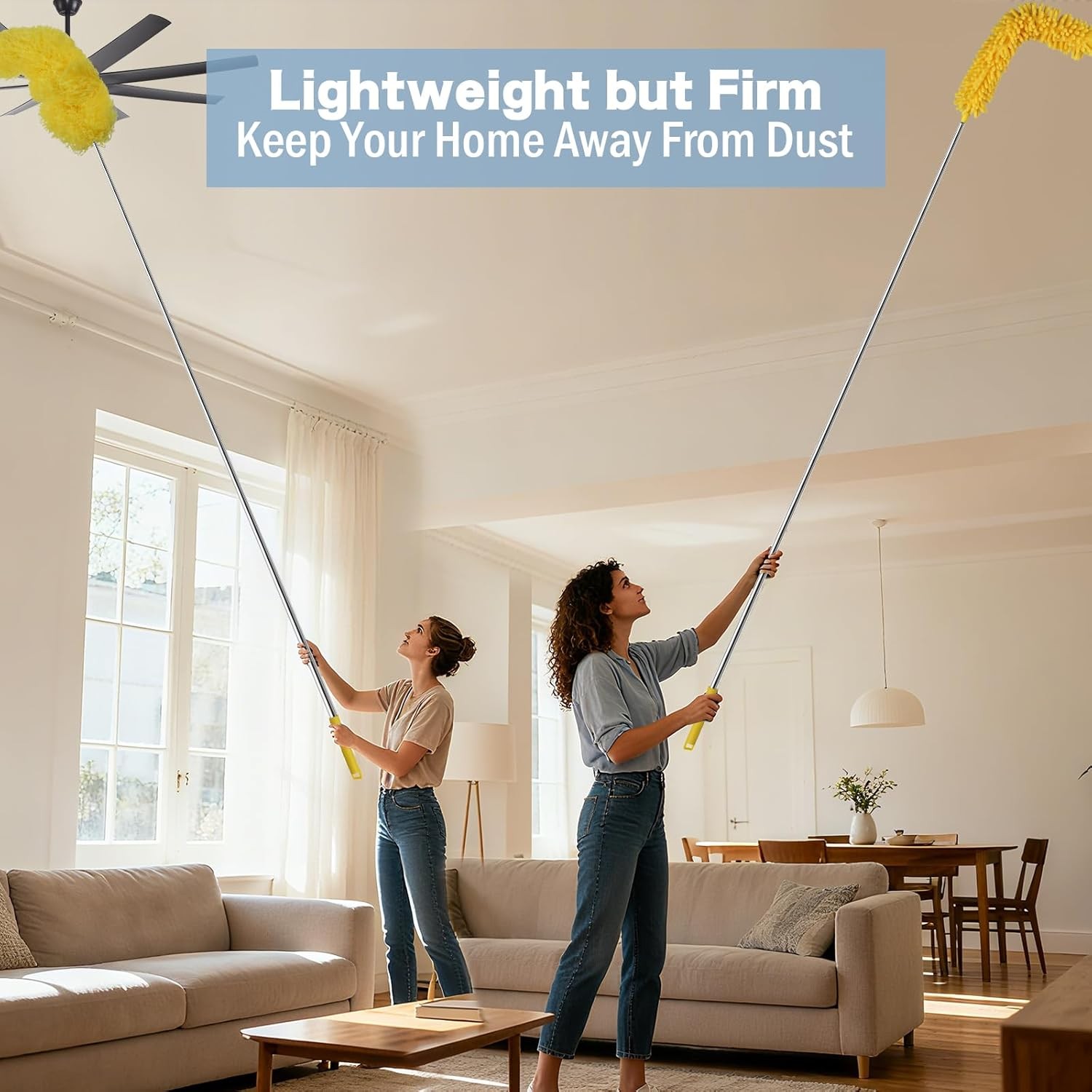 Cobweb Duster with Extension Pole, 110″ Microfiber Feather Duster Kit with Benda