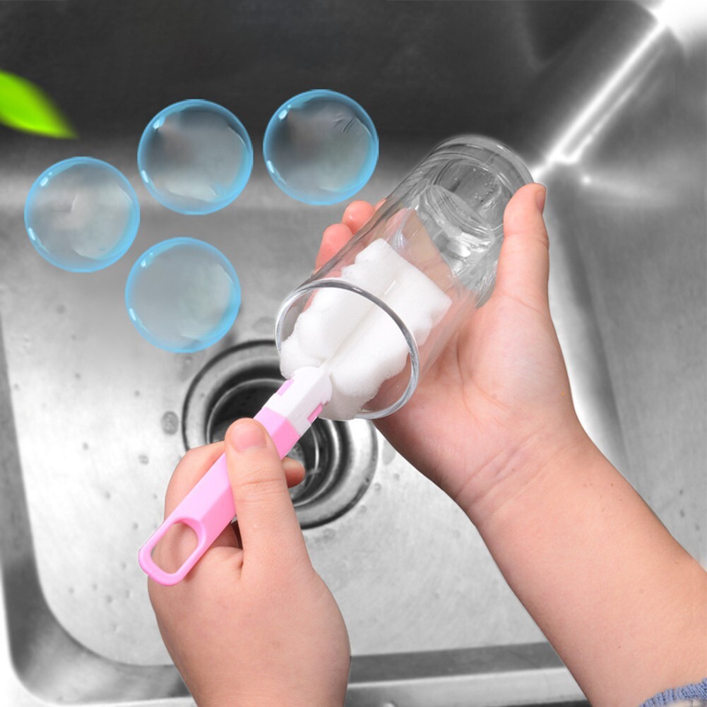 Sponge Handle Brush Foam for Bottle Cup Glass Kitchen Car Baby Bottle Cleaning