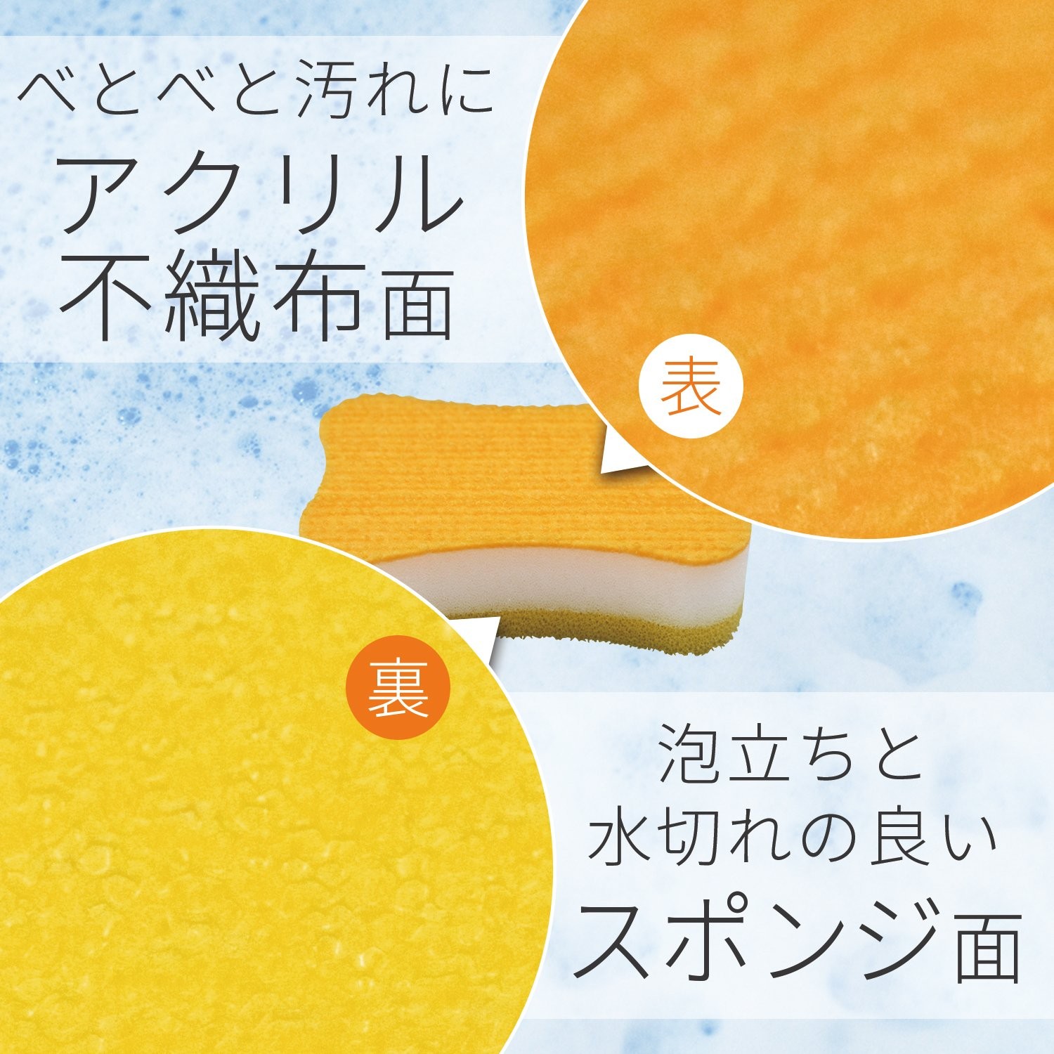 LEC Gekiochi Sponge Acrylic Non-woven Fabric 3 Pack (Kitchen Sponge)