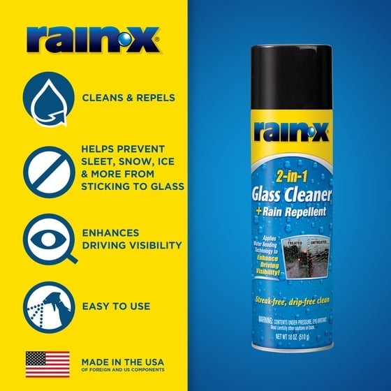 (2 pack) RainX 2 in 1 Glass Cleaner and Rain Repellent, 18 Ounce Aerosol