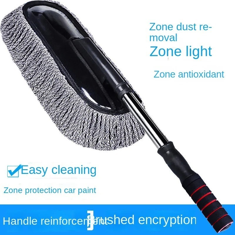 Microfiber Car Cleaning Duster Wax Treated Large Brush Plastic Handle Auto Tool