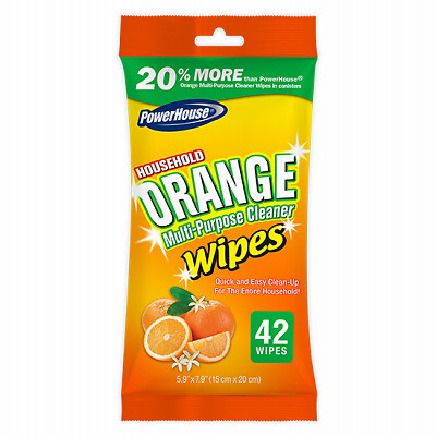 PowerHouse 94067-16 Orange Citrus Wipes, Multi-Purpose , 42-Ct. – Quantity 16