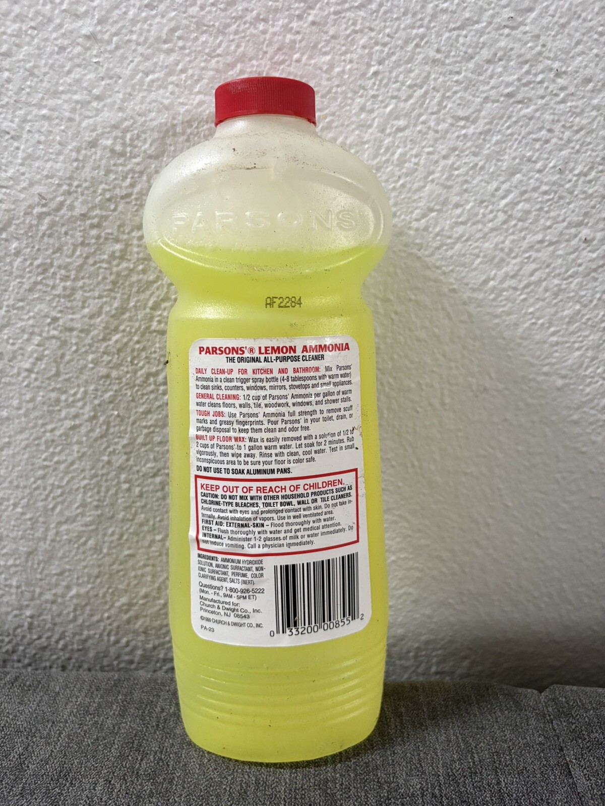 Vintage Parsons’ Ammonia All Purpose Cleaner Lemon Fresh 1999 28 Fl Oz 75% Full